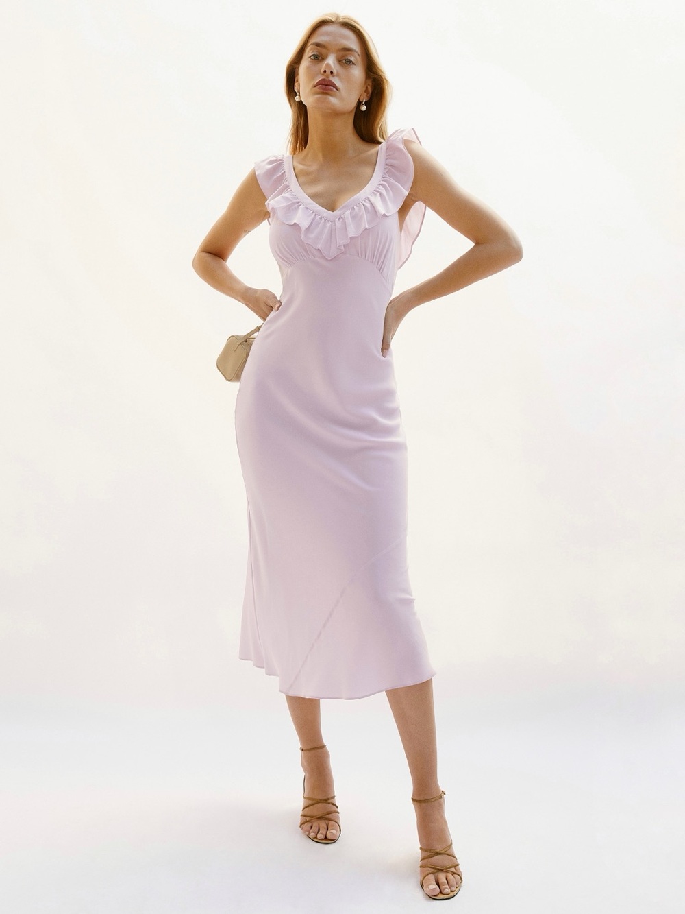 Reformation Cillian Open-Back Ruffled Silk-Crepe Midi Dress - Large